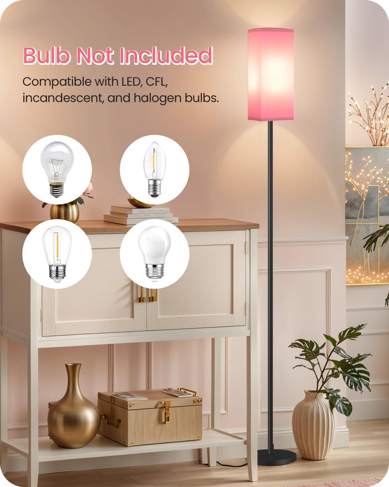 GOEBLESON Set of 2 Floor Lamps for Living Room, Modern Tall Standing Lamps with Foot Switches, Bulb Not Included, 64.6'', for Living Room, Bedroom, Study, Kids Room, Pink and Black P07LDP205W1 - Image 5