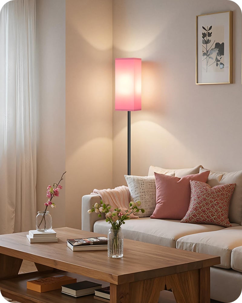 GOEBLESON Set of 2 Floor Lamps for Living Room, Modern Tall Standing Lamps with Foot Switches, Bulb Not Included, 64.6'', for Living Room, Bedroom, Study, Kids Room, Pink and Black P07LDP205W1 - Image 4