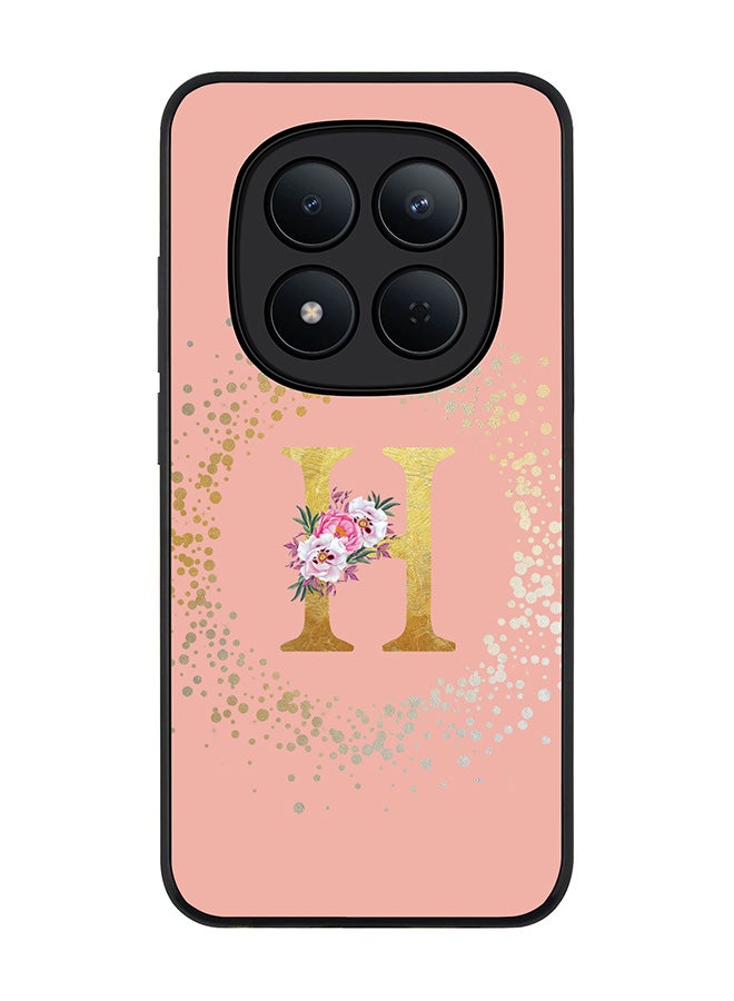 For Xiaomi Redmi Note 15 Pro 5G Case,Slim fit Camera Protection, Shockproof Thin Phone cover  - Custom Monogram Floral - H  (Rose Pink )