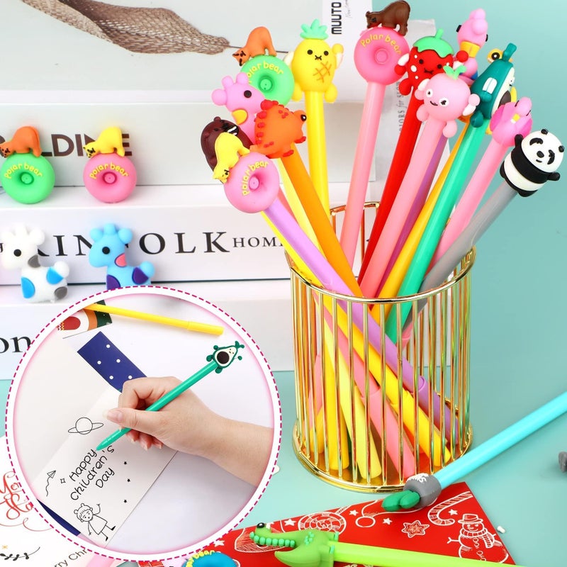 SANNIX 50 Pieces Cartoon Cute Pens Gel Black Ink Pens Bulk Assorted Novelty Kawaii Writing Pen for Kids Students Gift School Office Home Supplies Present - Image 5
