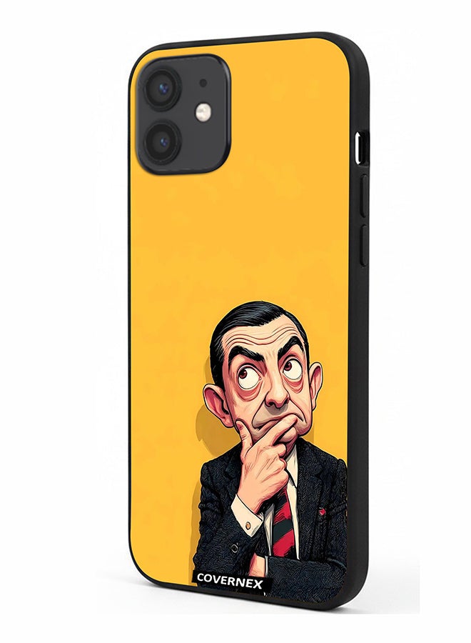 Covernex Apple iPhone 12 Protective Case Cover Printed Featuring Mr Bean Thinking Pose Classic Comedy - Image 1