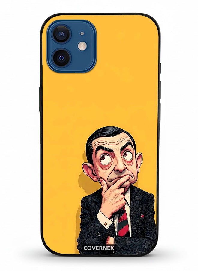 Covernex Apple iPhone 12 Protective Case Cover Printed Featuring Mr Bean Thinking Pose Classic Comedy - Image 2