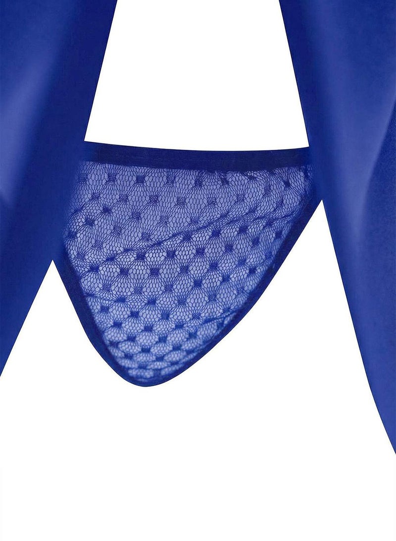 trendyol Cobalt Chest Detailed Polka Dot Babydoll/Fantasy Nightgown - Image 4