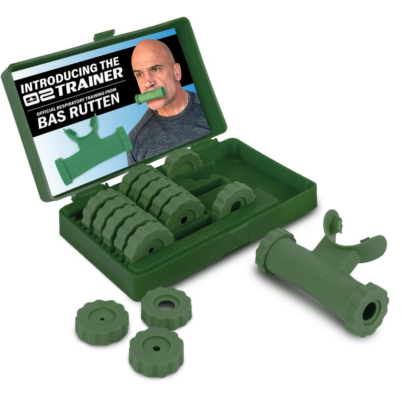 Bas Rutten Bas Rutten O2 Inspiratory Muscle Training Device for Improving Diaphragmatic Breathing | Portable Lung Muscle and Respiratory Power Training Device | High Altitude Breathing Trainer | Green - Image 1
