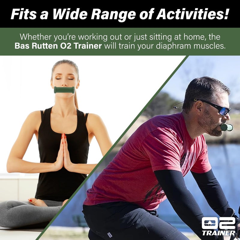 Bas Rutten Bas Rutten O2 Inspiratory Muscle Training Device for Improving Diaphragmatic Breathing | Portable Lung Muscle and Respiratory Power Training Device | High Altitude Breathing Trainer | Green - Image 5
