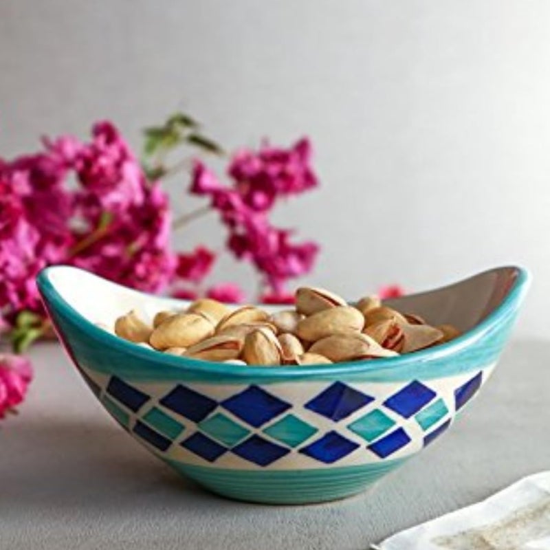 KITTENS Ceramic Serving Bowl in Boat Shaped Snacks Serving Bowls Set of 2 Microwave and Dishwasher Safe and Food Grade Material Blue - Image 1