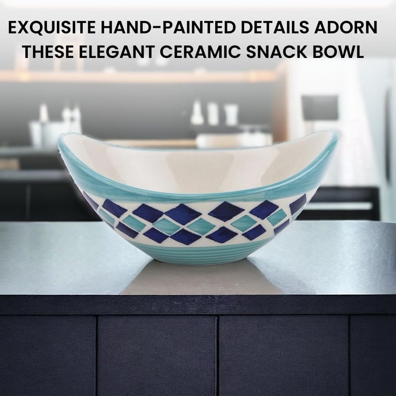 KITTENS Ceramic Serving Bowl in Boat Shaped Snacks Serving Bowls Set of 2 Microwave and Dishwasher Safe and Food Grade Material Blue - Image 3