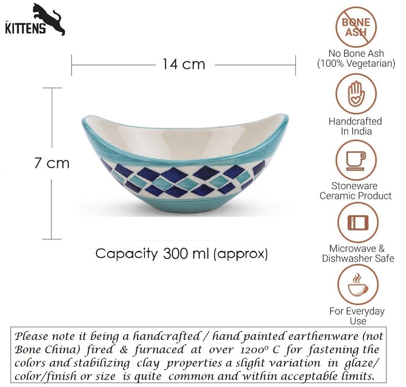 KITTENS Ceramic Serving Bowl in Boat Shaped Snacks Serving Bowls Set of 2 Microwave and Dishwasher Safe and Food Grade Material Blue - Image 4
