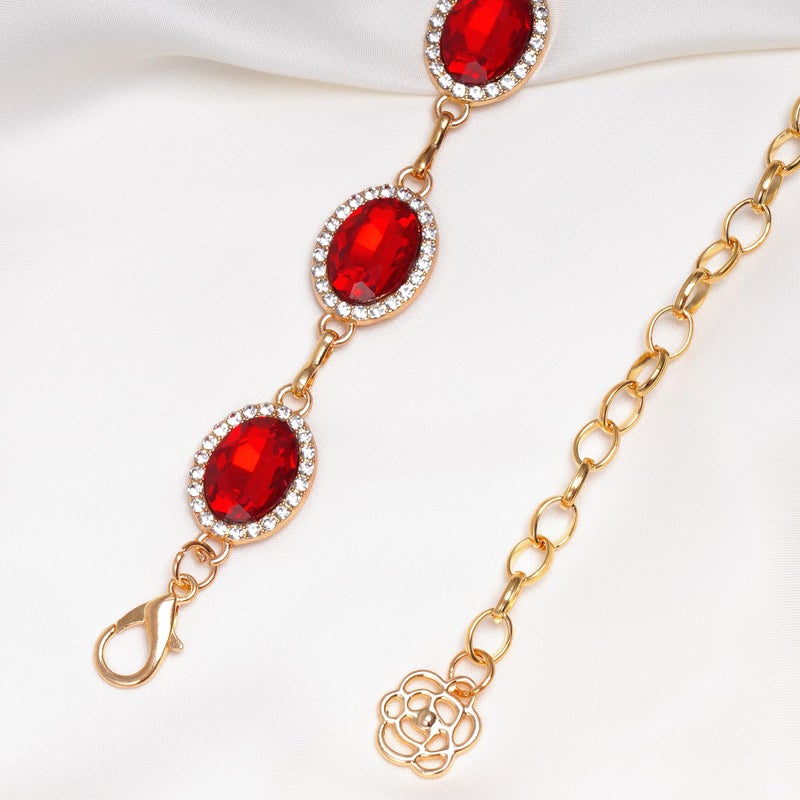 phnydreg Red Rhinestone Chain Belt for Women Adjustable Western Cowgirl Waist Belt for Dresses Jeans Cosplay Party - Image 4