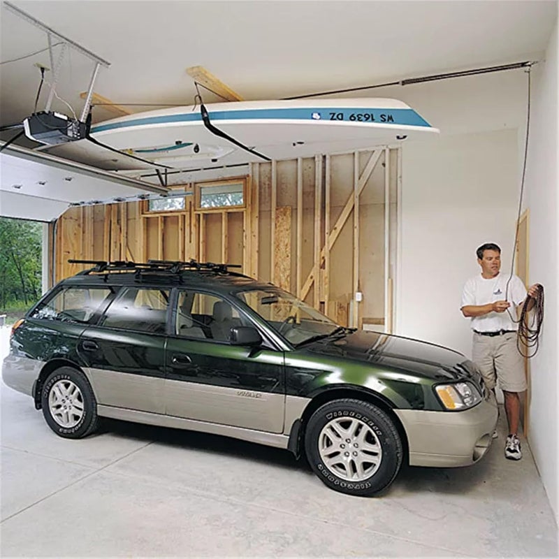 HARKEN Hoister - Overhead Garage Storage 2 Point Hoist System for Bikes, Kayaks, Surf & Paddle Boards (60lb Capacity, 16ft Ceiling) Safe Anti-Drop System, One-Person Operation - 7807.16 - Image 4
