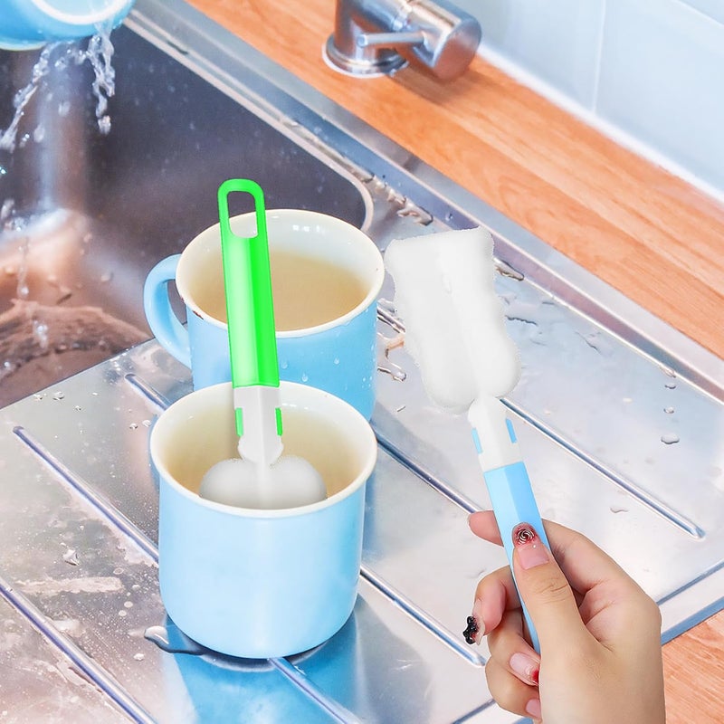LABRIMP 3pcs Kitchen Sponge Bottle Brush Set with 12cm Plastic Handles and 8cm Sponge Heads, Water Bottle Cleaner and Cup Washing Brush for Home Cleaning - Image 4