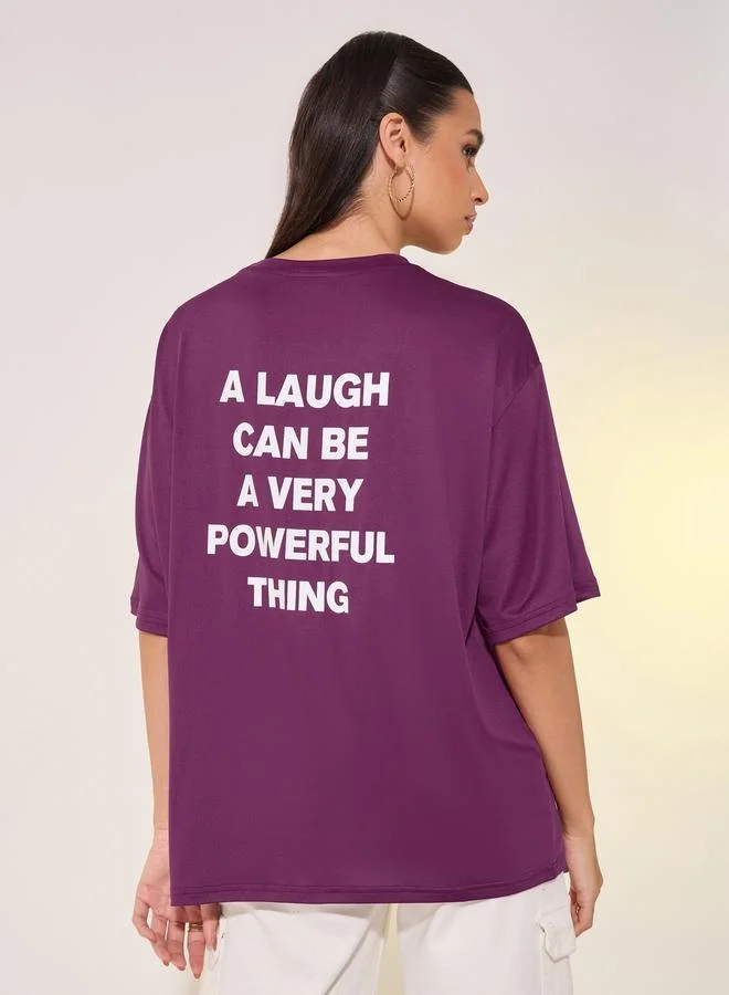 Take Two Slogan Print Round Neck Oversized T-Shirt