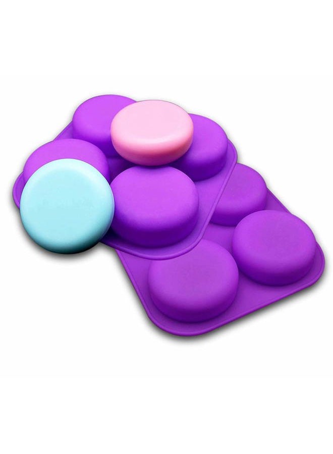 Mose Cafolo 2 Pcs Glossy Silicone Molds 4 Cavity Round Shaped Mold for DIY Soap Making, Chocolate Making, Candle Making, Polymer Clay - Image 1