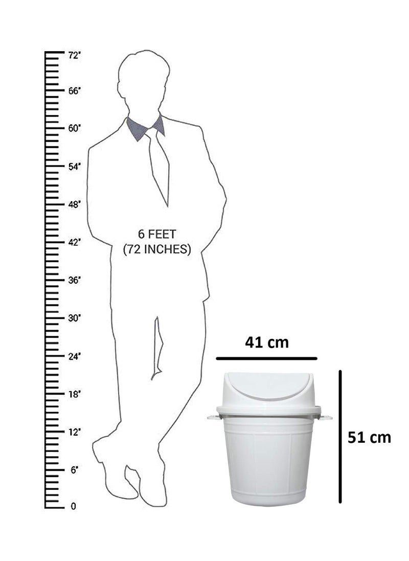 Kuber Industries Kuber Industries Plastic Swing Lid Garbage Waste Dustbin 30 L Large Size White CTKTC043179  - Image 4