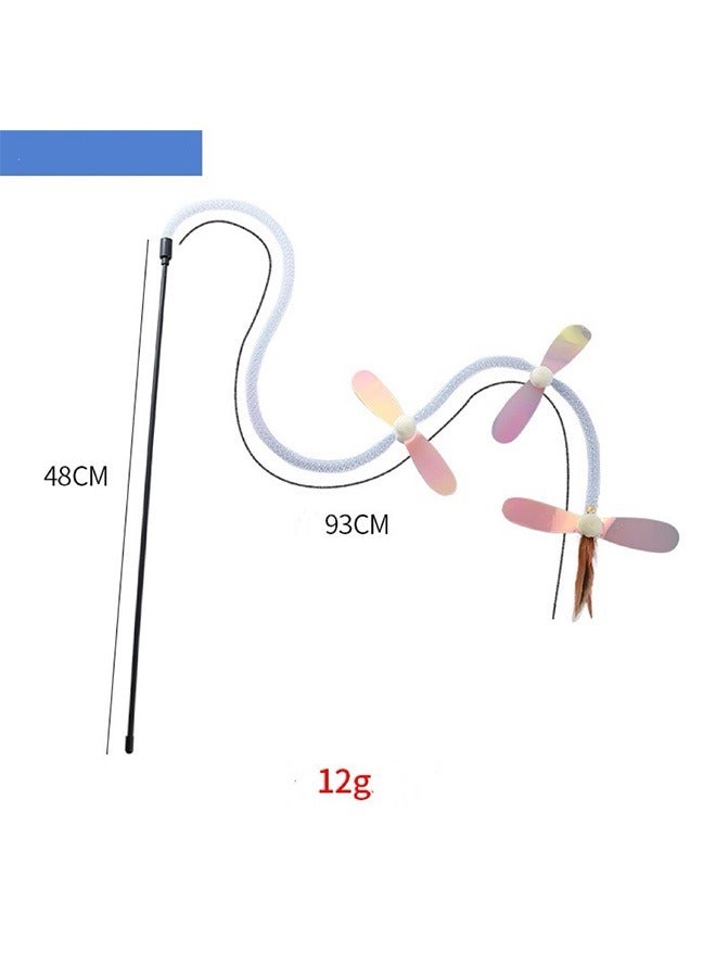 Interactive Cat Wand Toy with Sparkling Dragonfly & Sound - Feather Teaser on Mesh Tube Stick, Bell Tail for Safe Kitten Exercise and Training (1 Piece) - Image 1