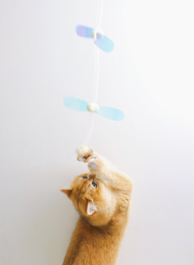 Interactive Cat Wand Toy with Sparkling Dragonfly & Sound - Feather Teaser on Mesh Tube Stick, Bell Tail for Safe Kitten Exercise and Training (1 Piece) - Image 5