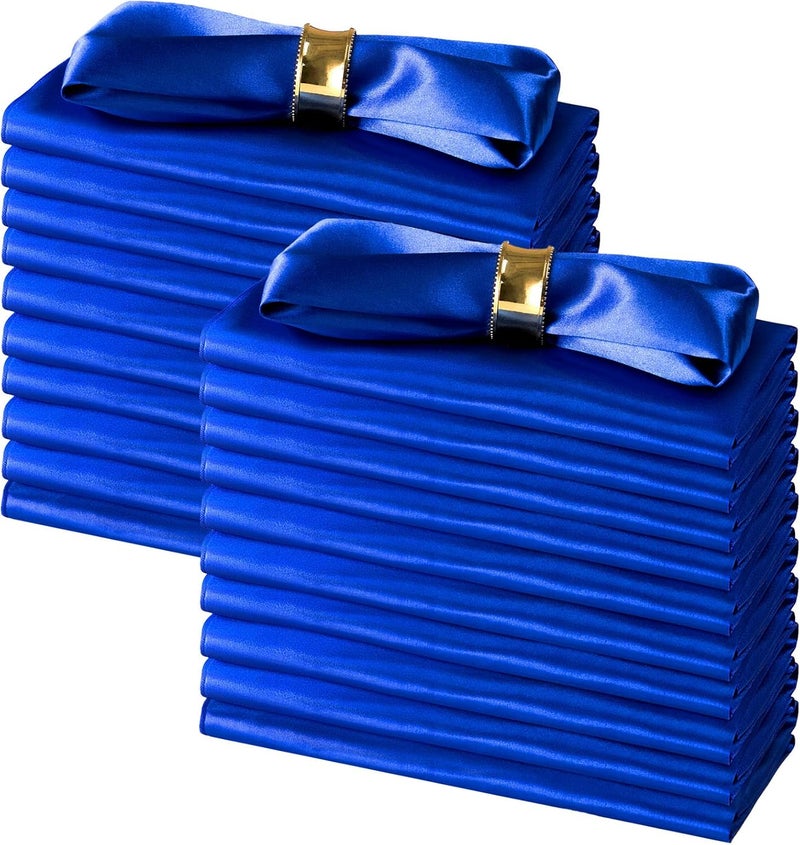 SiinvdaBZX 100 Pieces Royal Blue Cloth Napkins 12 x 12 Inches Small Size Square Satin Napkins Silky Soft Dinner Napkins or Handkerchief for Banquet Wedding Christmas Thanksgiving Decoration - Image 1