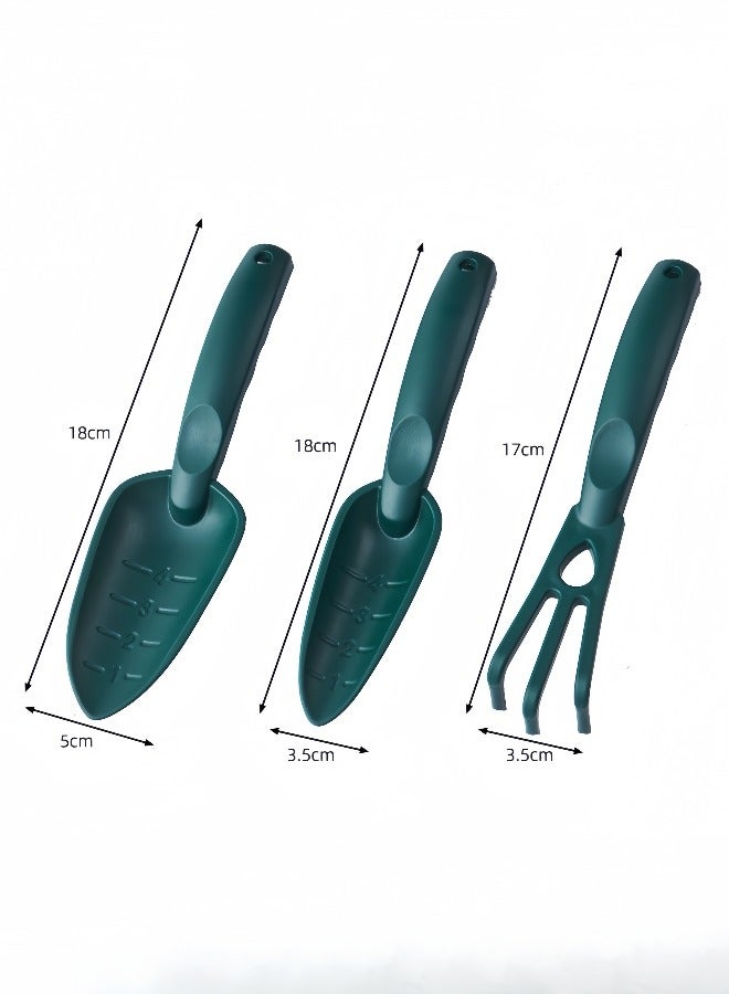 Gardening tools plastic shovel set for planting flowers, digging and loosening soil three-piece set suitable for home gardening, outdoor seaside (green) - Image 3