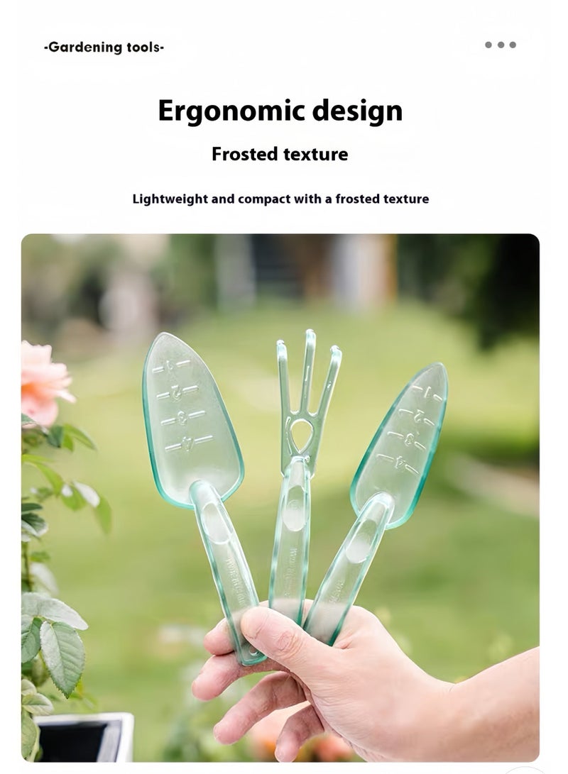 Gardening tools, plastic shovel set, three-piece set for planting flowers, digging and loosening soil, suitable for home gardening, outdoor and seaside - Image 2