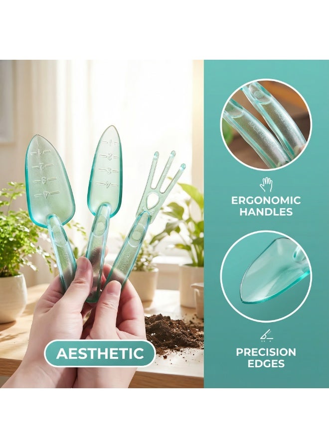 Gardening Tools Set 3-Piece - Fiberglass Hand Shovel, Rake, Cultivator for Soil, Flower Planting, with Hanging Holes, Indoor Outdoor Garden Kit - Image 2