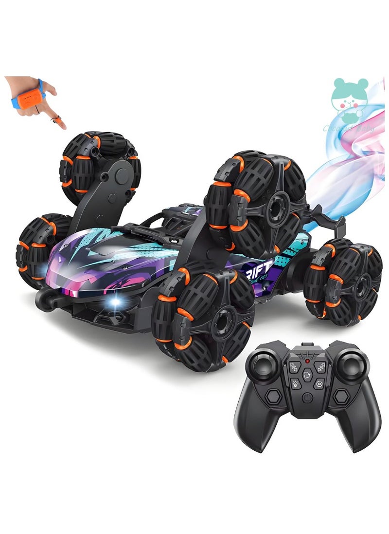 Coconut Baby Gesture Sensing Stunt RC Car, Toys for Ages 8-13 Boys, 2.4Ghz Hand Controlled Remote Control Cars with Light, Spray, 360 Rotation, Birthday Gift for Kids Age 6 7 8 9 10 11 12 Year Old-6 Wheels  - Image 2