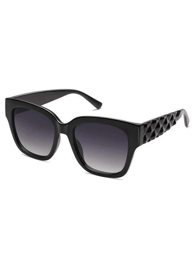 Sojos Trendy Polarized Square Sunglasses Womensretro Oversized Women Thick Sun Glasses Sj2217 Black With Grey Grading Lens  - Image 1