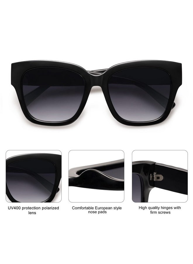 Sojos Trendy Polarized Square Sunglasses Womensretro Oversized Women Thick Sun Glasses Sj2217 Black With Grey Grading Lens  - Image 4