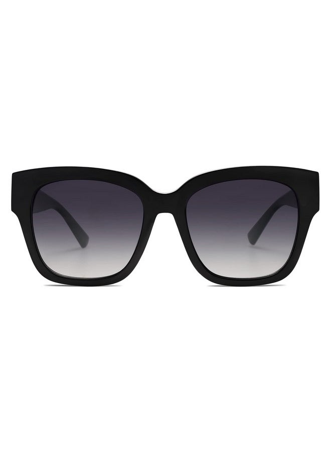 Sojos Trendy Polarized Square Sunglasses Womensretro Oversized Women Thick Sun Glasses Sj2217 Black With Grey Grading Lens  - Image 2