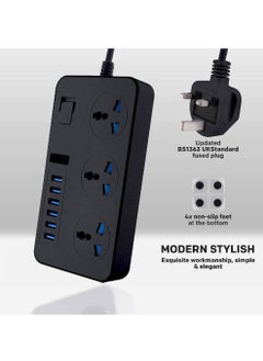 Universal Power Strips 3 Way Outlets 6 USB Plug Ports Surge Protection Power Socket Switch Portable Charger with 2M Wall Plug Adapter Extension Cord with Fuse and Shutter Extension Lead - pzsku/Z0AEE3DF3B3E20183025EZ/45/_/1672925206/55de9a80-5856-4a40-809d-441a35c97d73