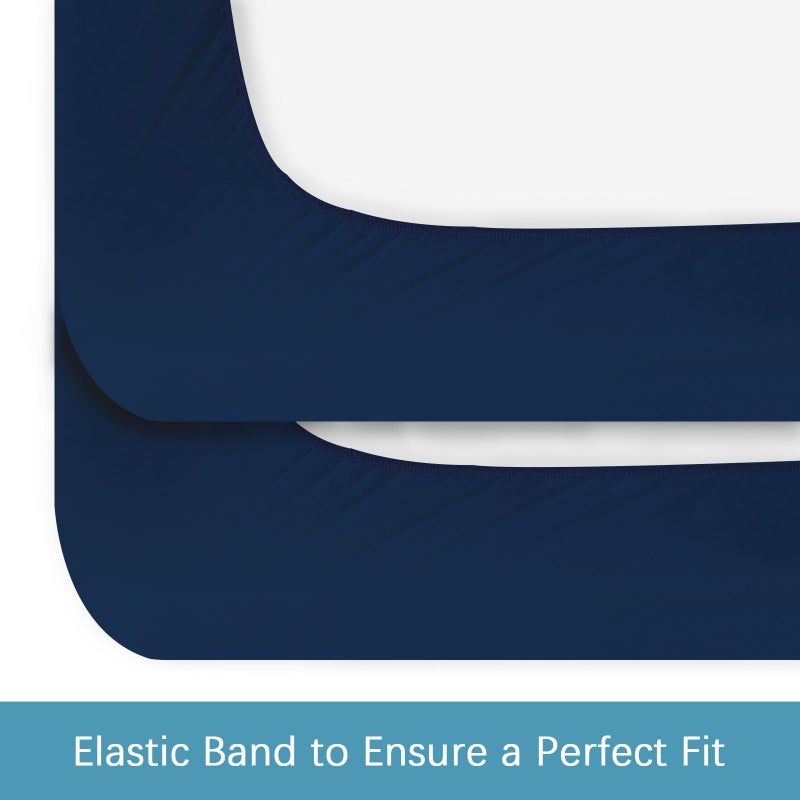 بيلوبان التوأم ورقة 2 حزمة الفراش التوأم مزودة فقط مع الجيب العميق يصل إلى 14 "" ورقة القاع الانكماش وملاءات السرير المقاومة للبقع مجعد مجعد وسهلة الرعاية البحرية الأزرق - Image 4