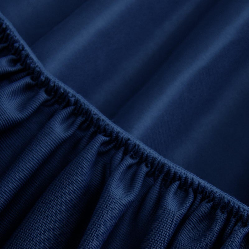 بيلوبان التوأم ورقة 2 حزمة الفراش التوأم مزودة فقط مع الجيب العميق يصل إلى 14 "" ورقة القاع الانكماش وملاءات السرير المقاومة للبقع مجعد مجعد وسهلة الرعاية البحرية الأزرق - Image 3