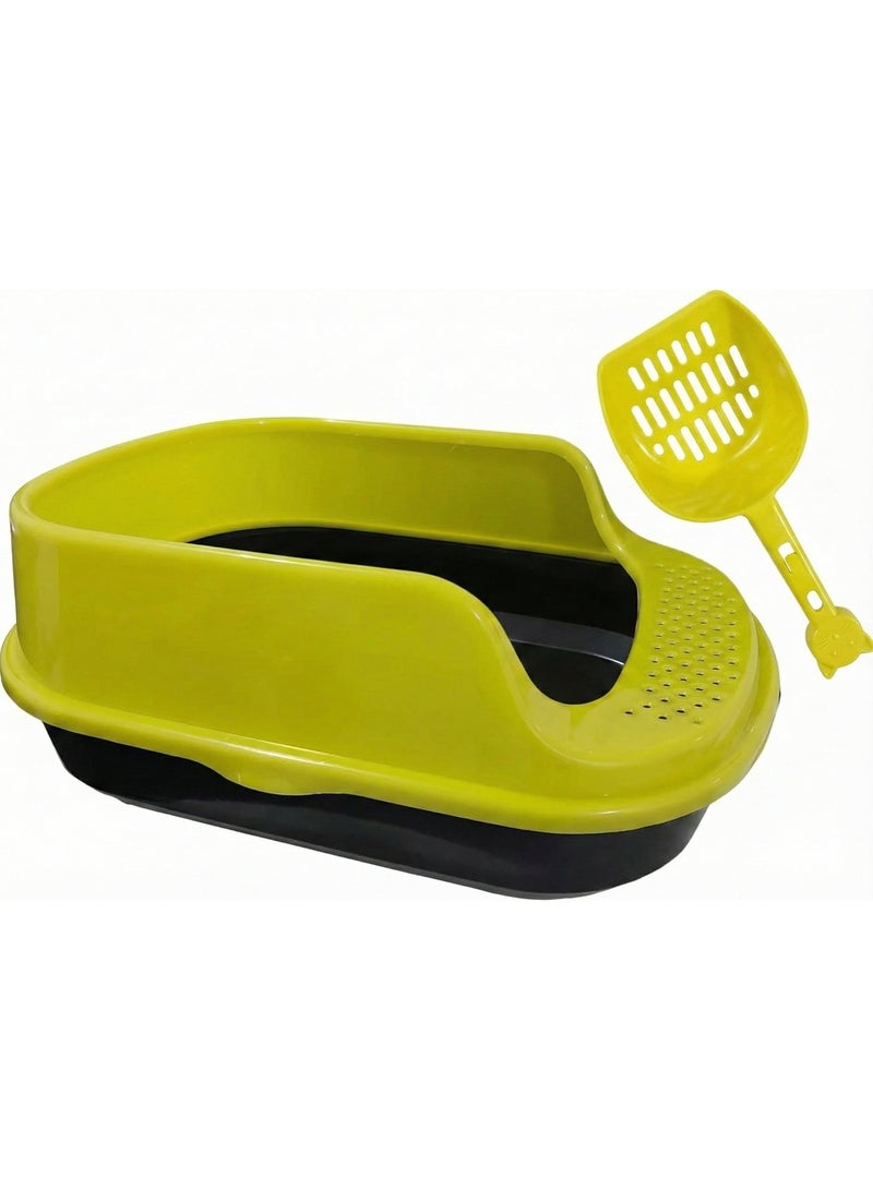 Litter Box with Scoop & Anti-Slip Cat Litter Mat Kitty Paw Shape Pad Indoor Small – Easy to Clean Bundle - Image 2