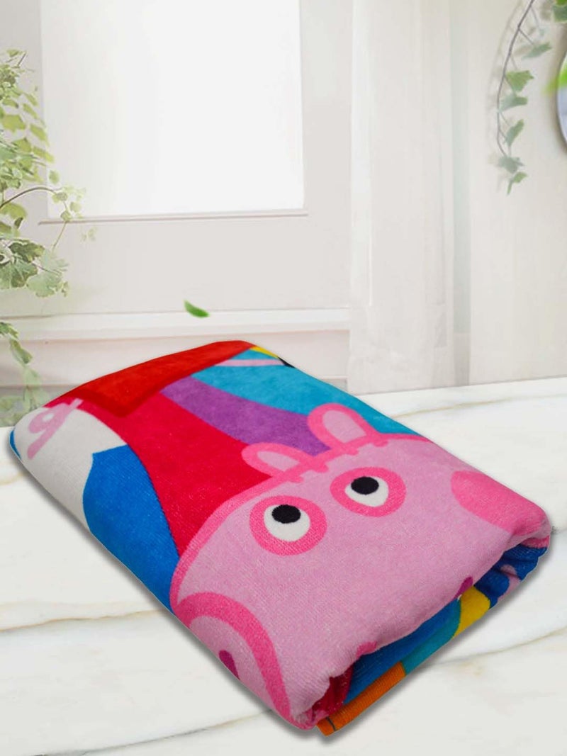 Athom Living Smile n Slide Peppa Pig Kids Cotton Bath Towel,Superhero Themed Soft & Absorbent Towel for Boys & Girls, 60x120cm, 350GSM - Image 3