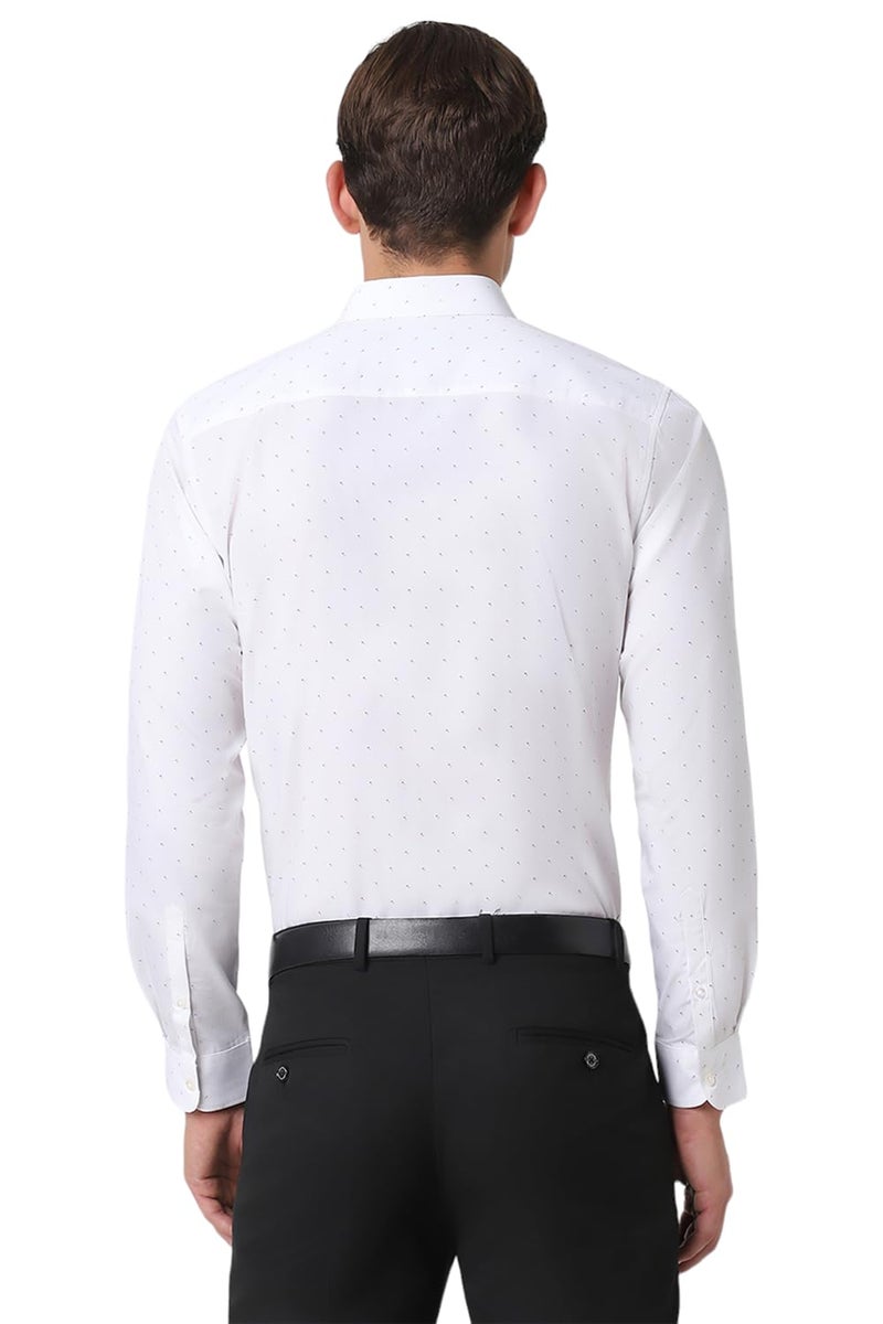 Peter England Men Cotton Slim Fit Small Ditsy Printed Full Sleeve Shirt, White - Image 3