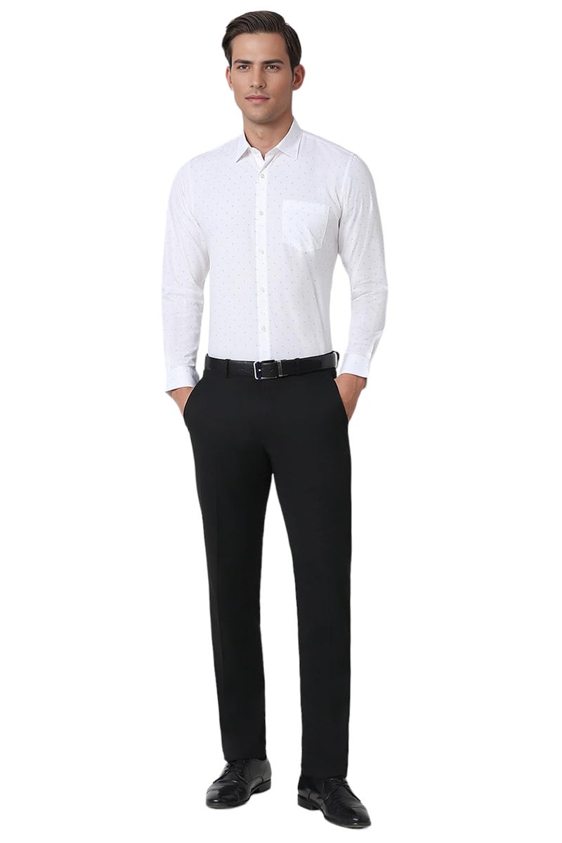 Peter England Men Cotton Slim Fit Small Ditsy Printed Full Sleeve Shirt, White - Image 5