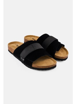 Algspar Men Velcro Closure Cork Sandals, Black  - Image 1