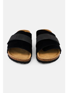 Algspar Men Velcro Closure Cork Sandals, Black  - Image 2