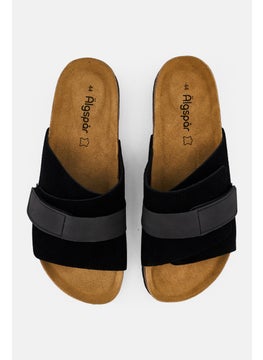 Algspar Men Velcro Closure Cork Sandals, Black  - Image 3