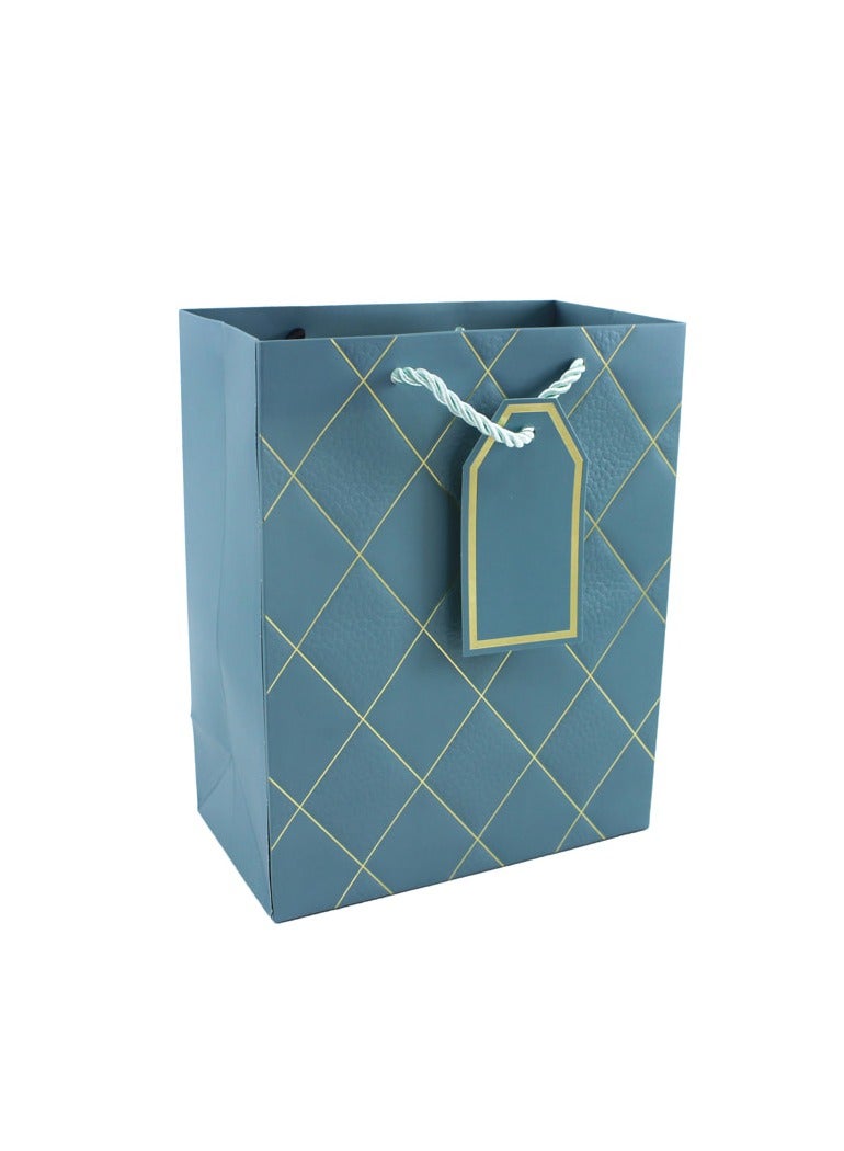 AL QADAH Paper Gift Bag 10x18x23Cm Blue Color  - Image 1