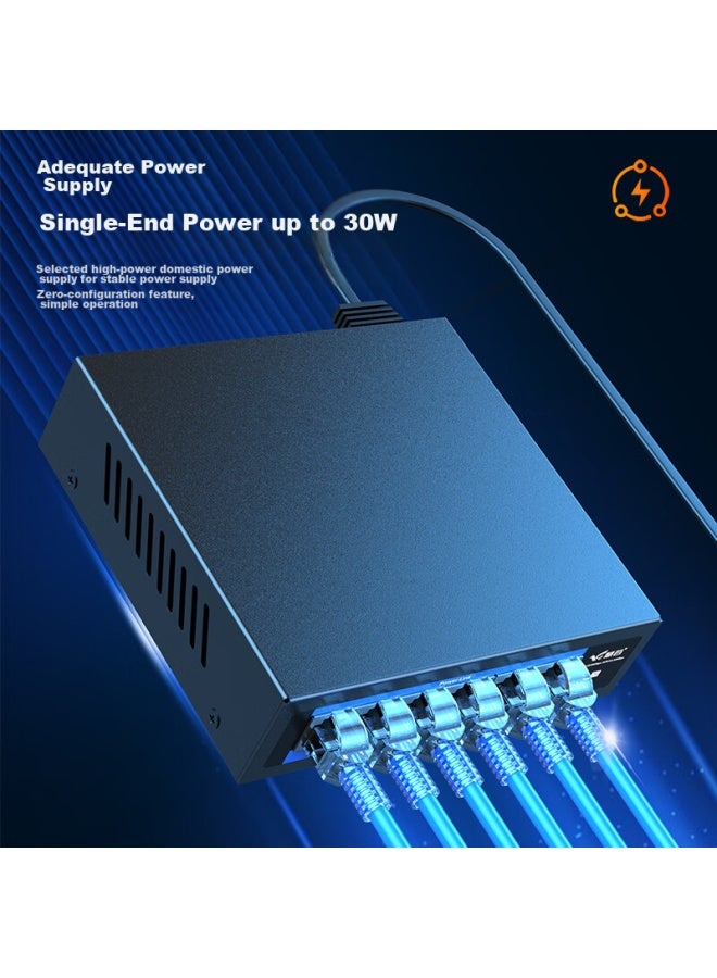 Smart Valley Huigu, 100mbps 6-port Poe Switch, 4 100mbps Poe + 2 100mbps Ports, Surveillance Camera Ap Network Cable Power Switch Splitter 48w Hg-2006fp - Image 3