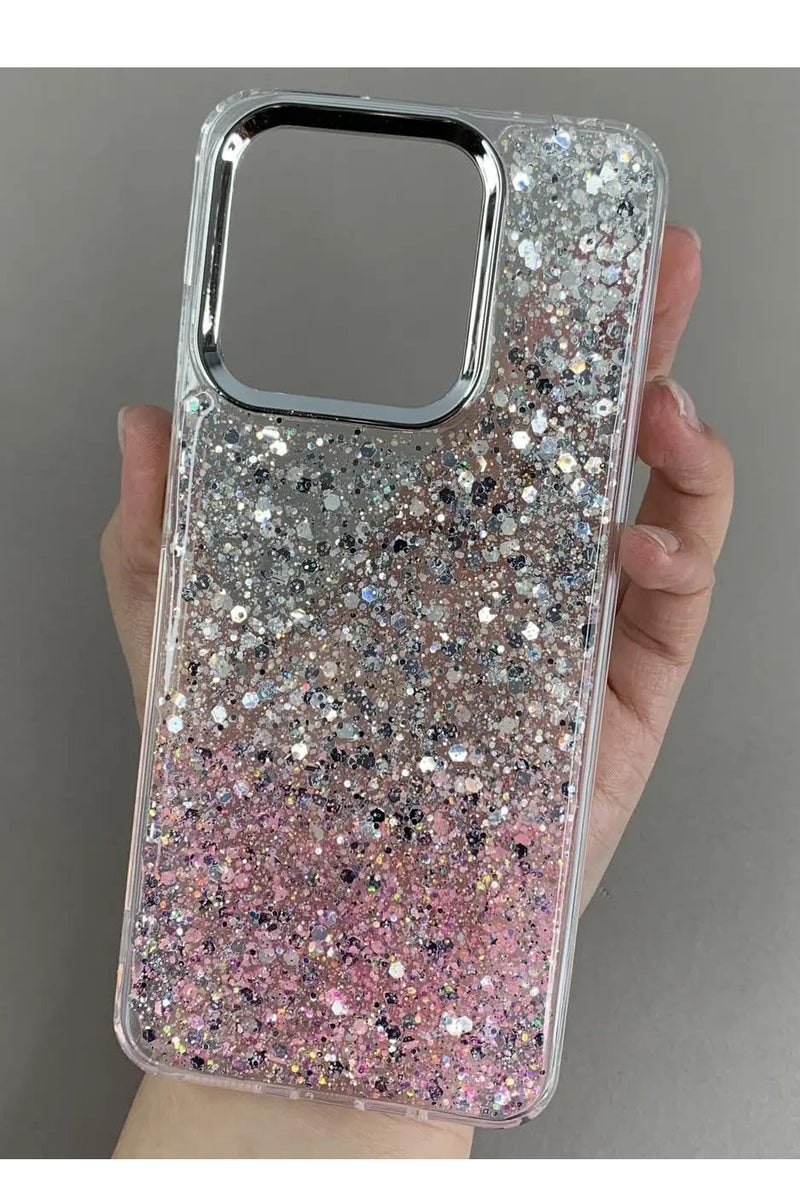 Case For iPhone Case, Clear Glitter Bling Sparkly, Soft TPU Frame Bumper, Hard-Back Cover for Women & Girls, Transparent Protective Phone Case (Glitter Pink & Silver, iPhone 11) - Image 1