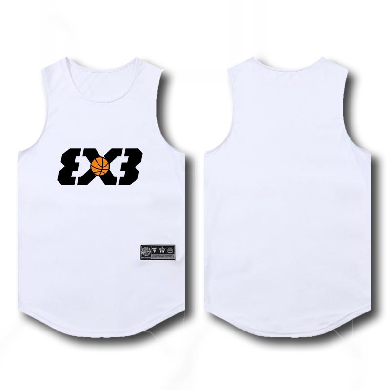 Generic American Style Basketball Jersey Quick-Dry Vest White (3x 3 pattern)