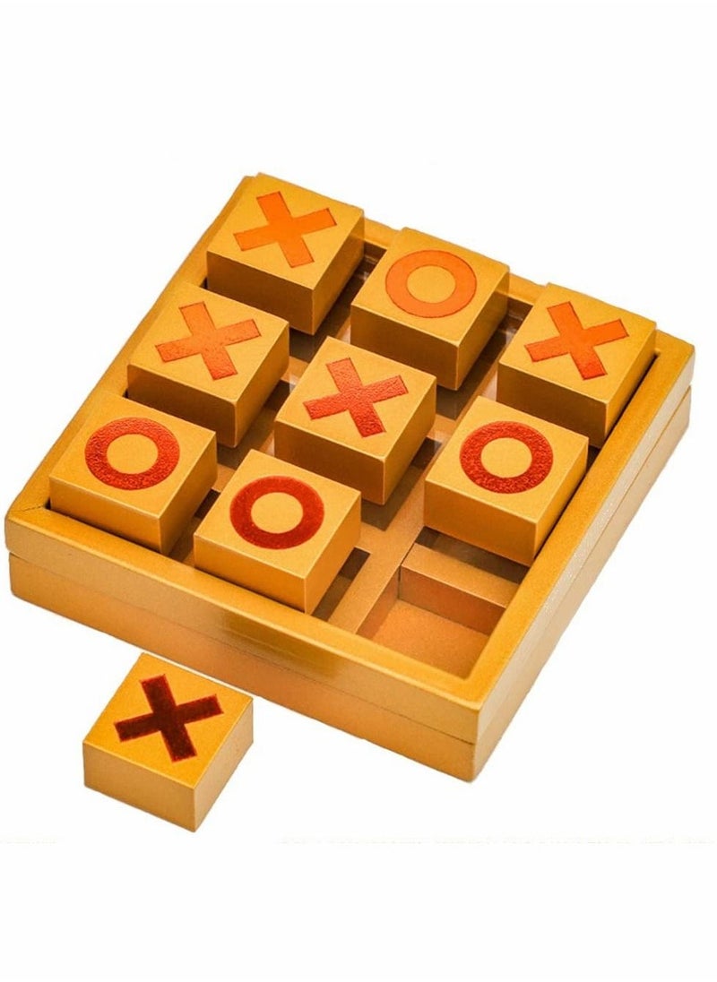 Tic Tac Toe Game Toy, Classic Wooden Checkerboard Educational Family Game Toys Set with Storage Box for Table, Decorations, Living Room, Tabletop Game for Adults and Kids  - Image 1