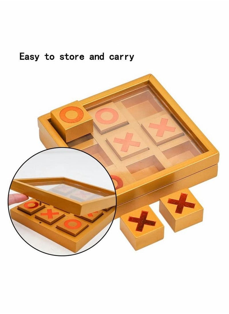 Tic Tac Toe Game Toy, Classic Wooden Checkerboard Educational Family Game Toys Set with Storage Box for Table, Decorations, Living Room, Tabletop Game for Adults and Kids  - Image 4