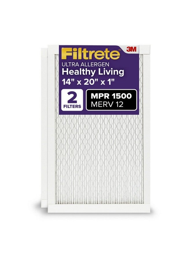 FILTRETE Filtrete 14x20x1 AC Furnace Air Filter, MERV 12, MPR 1500, CERTIFIED asthma & allergy friendly, 3 Month Pleated 1-Inch Electrostatic Air Cleaning Filter, 2-Pack (Actual Size 13.81x19.81x0.78 in)  - Image 1