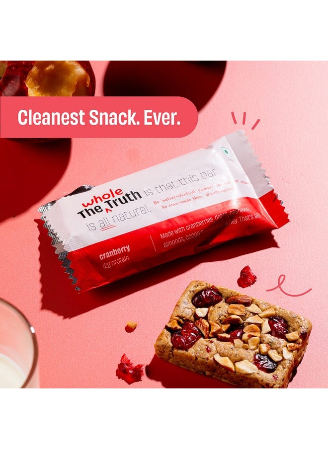 The Whole Truth - Protein Bars | Cranberry | Pack Of 6 X 52G Each | No Added Sugar | No Preservatives | No Artificial Sweeteners | No Gluten Or Soy | All Natural Ingredients - Image 1