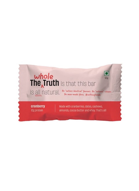 Protein Bars | Cranberry | Pack Of 6 X 52G Each | No Added Sugar | No Preservatives | No Artificial Sweeteners | No Gluten Or Soy | All Natural Ingredients