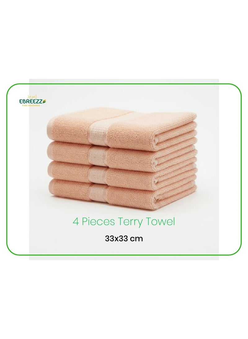 4-Piece Premium Terry Hand Towel Set – Soft & Highly Absorbent Cotton | 33 × 33 cm