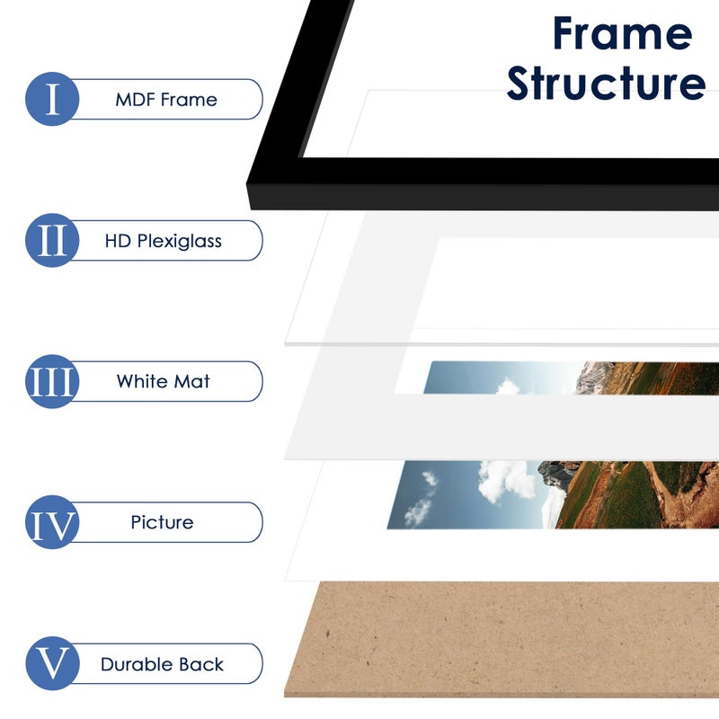 PEALSN 10x13 Picture Frames Set of 6  Display Pictures 9x12 with Mat or 10x13 Without Mat for Wall Mounting or Table Top  Photo Frames Collage for Wall Decor  Black. - Image 4