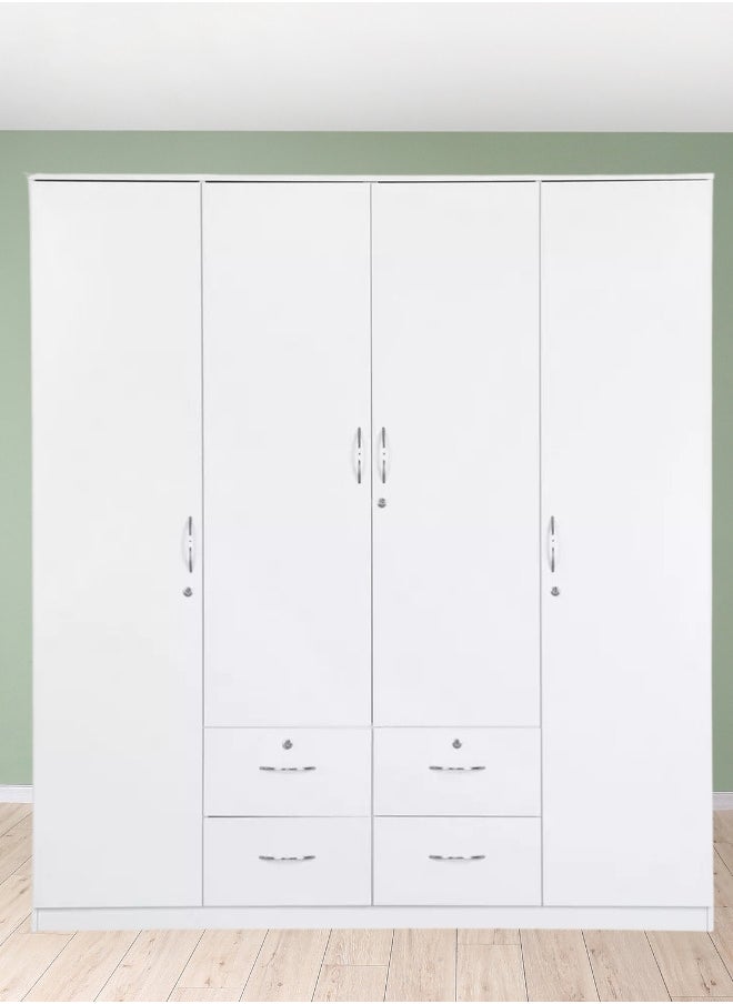 SULSHA - 4 Door Wooden Wardrobe Cabinet Cupboard Engineered Wood Perfect Modern Stylish Heavy Duty - Image 1